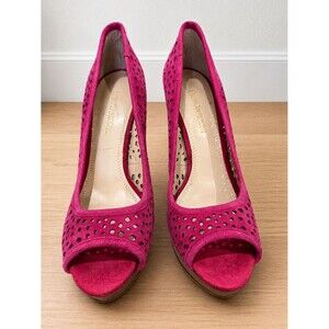 Enzo Angiolini Pink Suede Peep-Toe Heels